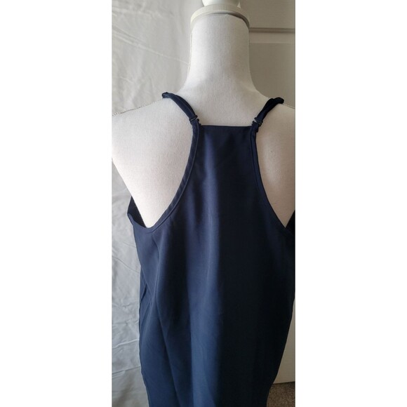 Aleumdr Blue White Lace T-Back Sleeveless Cami Tank Top Sz L - Picture 4 of 6